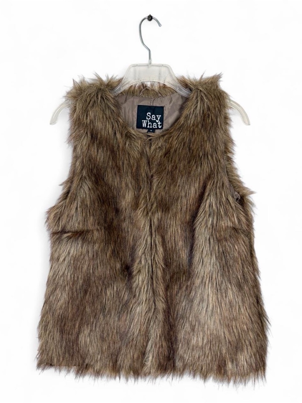 Say What? Y2K Shaggy Faux Fur Vest Layering Boho 2000s